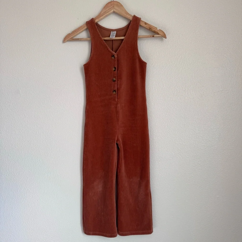 Carters 2 Piece Long Sleeve Ribbed Tee & Corduroy Jumpsuit Set